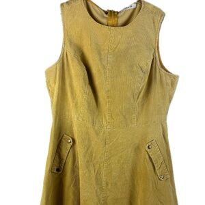 ModCloth 60s Fit & Flare Corduroy dress mustard yellow